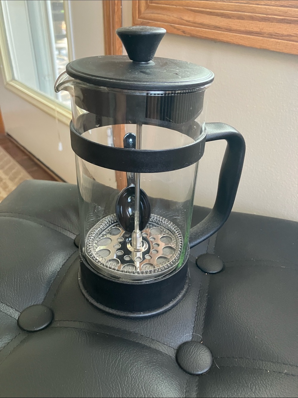 Black French Press Coffee Maker - Glass Plunger Carafe